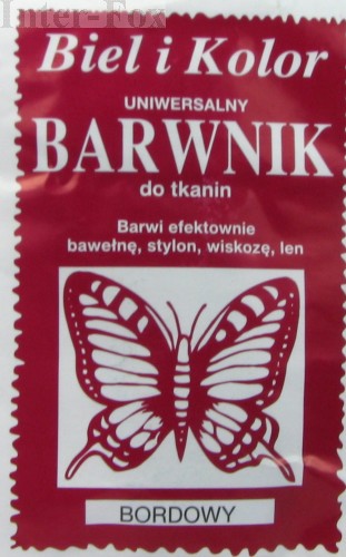 Barwnik do tkanin, uniwersalny kolor bordowy 