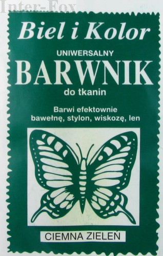 Barwnik do tkanin, uniwersalny kolor ciemna zieleń 