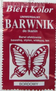 Barwnik do tkanin, uniwersalny kolor bordowy