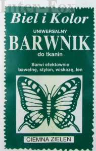 Barwnik do tkanin, uniwersalny kolor ciemna zieleń