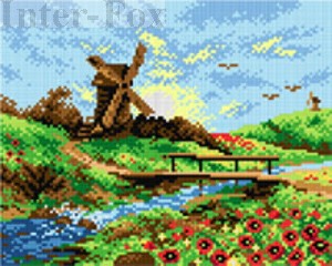 Kanwa 24 x 30 cm,  2139 Wiatrak wśród maków