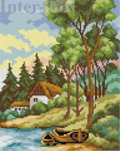 Kanwa 24 x 30 cm,  2534 Lato nad jeziorem.