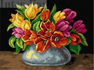 Kanwa 30 x 40 cm, 2566 Tulipany w wazonie