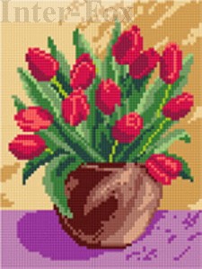 Kanwa 18 x 24 cm, 1323 Czerwone tulipany.