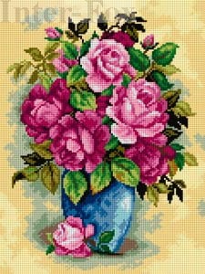Zestaw muliny Ariadna - do kanwy 30 x 40 cm, 2521 Róże w wazonie.