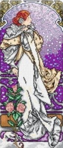 Kanwa 23,5 x 51 cm, 2371 A. Mucha - Dama kameliowa.