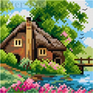 Kanwa 15 x 15 cm, Kanwa 2561 Nad jeziorem-wiosna.