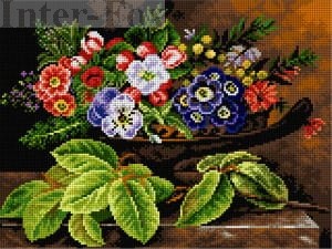 Zestaw muliny Ariadna - do kanwy 30 x 40 cm, 2571 J. L. Jensen - Kwiaty w greckiej wazie.
