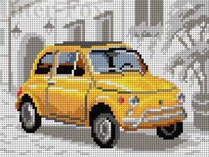Kanwa 18 x 24 cm,  3318 Zabytkowy samochód - Fiat Nuova.