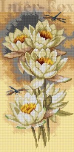 Kanwa 23,5 x 51 cm, 3293 Paul de Longpre - Kwiaty i ważki.