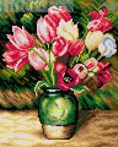 Kanwa 24 x 30 cm, 2785 Tulipany w wazonie.
