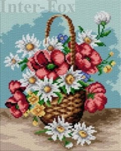 Kanwa 24 x 30 cm, 2354 Kosz pełen kwiatów.