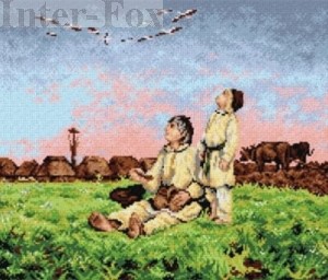 Kanwa 40 x 50 cm, 2114 J. Chełmoński - Bociany.